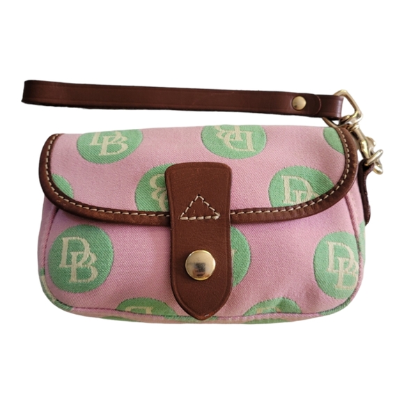 Dooney & Bourke Handbags - Dooney And Bourke Green Pink Pouch Wristlet.